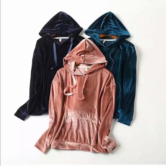 Midnight Blue Velvet Hoodie / Sweatshirt - Picture 3 of 3